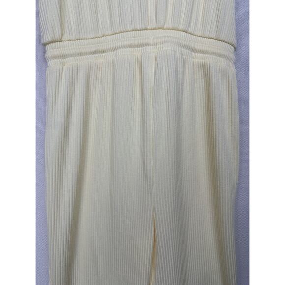 Yellow Jumpsuit Women’s Sz M Stretch Drawstring Waist Sleeveless Beach Cruise - Picture 7 of 14